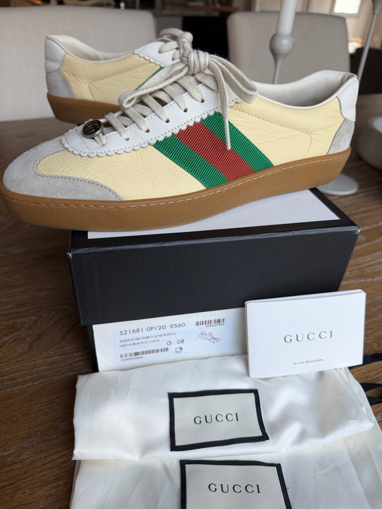 Gucci G74 Web Low ‘Oatmeal’ Sneakers
